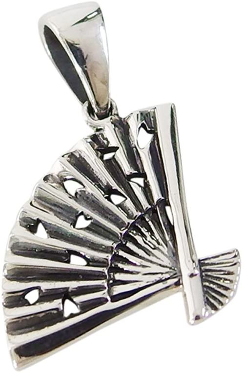 桜と和柄の扇子ペンダント